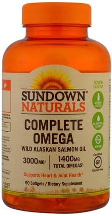 Complete Omega, 1400 mg, 90 Softgels by Sundown Naturals, 補充劑，efa omega 3 6 9（epa dha），魚油 HK 香港