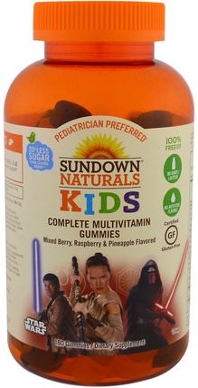 Kids, Complete Multivitamin Gummies, Disney Star Wars, Mixed Berry, Raspberry & Pineapple, 180 Gummies by Sundown Naturals Kids, 維生素，多種維生素，兒童健康 HK 香港