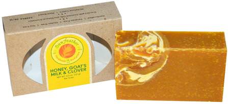 Honey, Goats Milk & Clover Bar Soap, 4.3 oz (121 g) by Sunfeather Soaps, 洗澡，美容，肥皂 HK 香港
