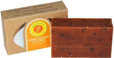 Papaya Toasted Coconut Bar Soap, 4.3 oz (121 g) by Sunfeather Soaps, 洗澡，美容，肥皂 HK 香港