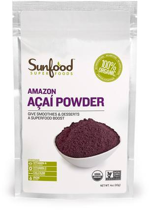 Amazon Acai Powder, 4 oz (113 g) by Sunfood, 補品，超級食品，水果提取物，超級水果，阿薩伊粉 HK 香港