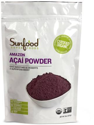 Amazon Acai Powder, 8 oz (227 g) by Sunfood, 補品，超級食品，水果提取物，超級水果，阿薩伊粉 HK 香港
