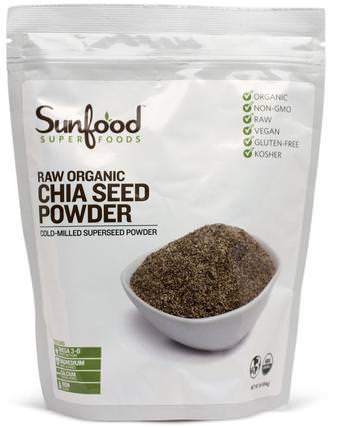 Chia Seed Powder, Raw Organic 1 lb (454 g) by Sunfood, 補充劑，efa omega 3 6 9（epa dha），正大種子 HK 香港