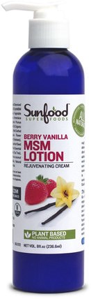 MSM Lotion, Rejuvenating Cream, Berry Vanilla, 8 fl oz (236.6 ml) by Sunfood, 沐浴，美容，潤膚露，抗疼 HK 香港