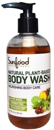 Natural Plant-Based Body Wash, 8 fl oz (237 ml) by Sunfood, 洗澡，美容，沐浴露 HK 香港