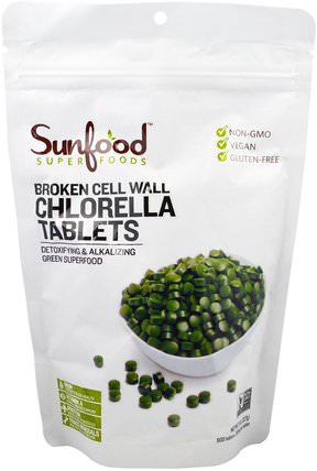 Nutrient-Rich Chlorella Tablets, 250 mg, 900 Tablets, 8 oz (227 g) by Sunfood, 補品，超級食品，小球藻 HK 香港
