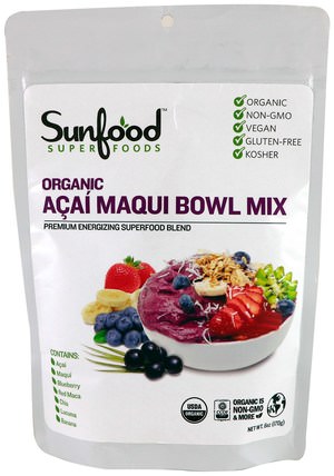 Organic Acai Maqui Bowl Mix, 6 oz (170 g) by Sunfood, 補充劑，超級水果，巴西莓果汁提取物 HK 香港