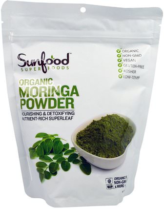 Organic Moringa Powder, 8 oz (227 g) by Sunfood, 草藥，辣木 HK 香港