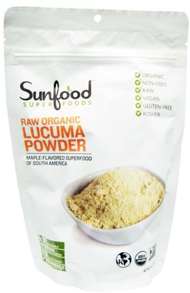 Raw Organic Lucuma Powder, 8 oz (227 g) by Sunfood, 補品，超級食品 HK 香港