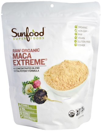 Raw Organic Maca Extreme, 8 oz (227 g) by Sunfood, 補充劑，adaptogen，男性，瑪卡 HK 香港