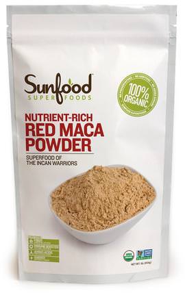 Raw Red Maca Powder, 8 oz (227 g) by Sunfood, 補充劑，adaptogen，男性，瑪卡 HK 香港