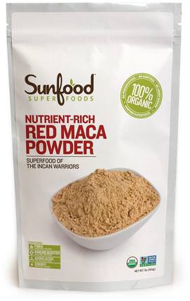 Red Maca Powder, Nutrient-Rich, 1 lb (454 g) by Sunfood, 補充劑，adaptogen，男性，瑪卡 HK 香港