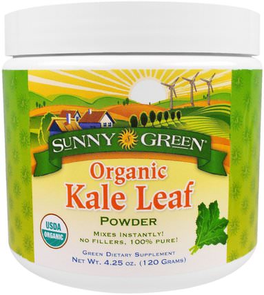 Organic Kale Leaf Powder, 4.25 oz (120 g) by Sunny Green, 補品，羽衣甘藍 HK 香港
