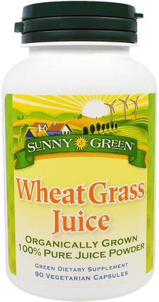 Wheat Grass Juice, 90 Veggie Caps by Sunny Green, 補品，超級食品，小麥草 HK 香港