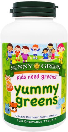 Yummy Greens, Fruit Punch, 120 Chewable Tablets by Sunny Green, 補品，超級食品，綠色蔬菜 HK 香港