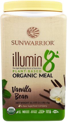 Illumin 8, Plant-Based Organic Meal, Vanilla Bean, 35.2 oz (2.2 lb) by Sunwarrior, 健康 HK 香港