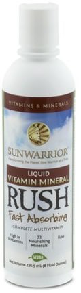 Liquid Vitamin Mineral Rush, 8 fl oz (236.5 ml) by Sunwarrior, 維生素，液體多種維生素，太陽戰士原料維生素 HK 香港