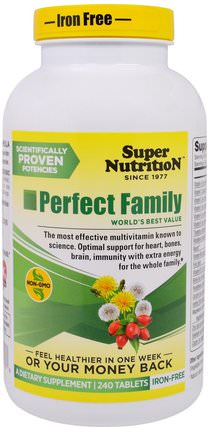 Perfect Family, Multivitamin, Iron Free, 240 Tablets by Super Nutrition, 維生素，多種維生素，完美混合 HK 香港