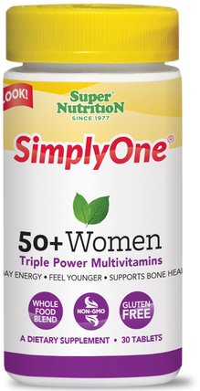 SimplyOne, 50+ Women, Triple Power Multivitamins, 30 Tablets by Super Nutrition, 維生素，女性多種維生素 HK 香港