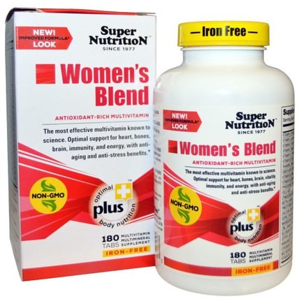 Womens Blend, Iron Free, 180 Tabs by Super Nutrition, 維生素，女性多種維生素 HK 香港