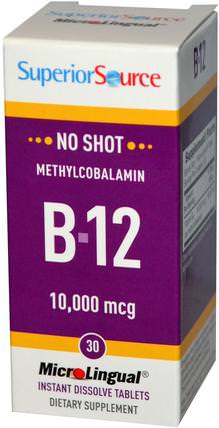Methylcobalamin B-12, 10.000 mcg, 30 MicroLingual Instant Dissolve Tablets by Superior Source, 維生素，維生素b，維生素b12，維生素b12 - 甲基鈷胺素 HK 香港