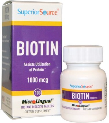 Biotin, 1000 mcg, 100 MicroLingual Instant Dissolve Tablets by Superior Source, 維生素，維生素B，生物素 HK 香港