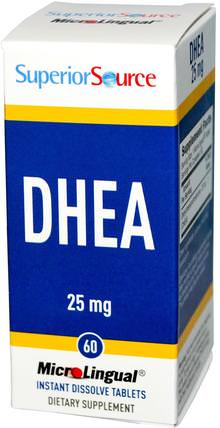 DHEA, 25 mg, 60 MicroLingual Instant Dissolve Tablets by Superior Source, 補品，dhea，健康 HK 香港