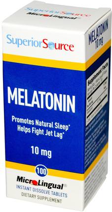 Melatonin, 10 mg, 100 MicroLingual Instant Dissolve Tablets by Superior Source, 補充劑，褪黑激素，睡眠 HK 香港