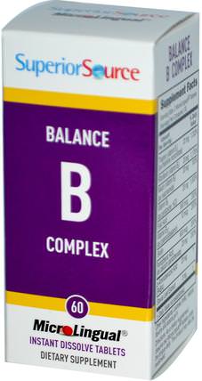 Balance B Complex, 60 MicroLingual Instant Dissolve Tablets by Superior Source, 維生素，維生素b複合物 HK 香港