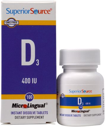 D3, 400 IU, 100 MicroLingual Instant Dissolve Tablets by Superior Source, 維生素，維生素D3 HK 香港
