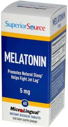 Melatonin, 5 mg, 60 MicroLingual Instant Dissolve Tablets by Superior Source, 補充劑，褪黑素5毫克，睡覺 HK 香港