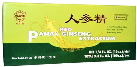 Red Panax Ginseng Extractum, 10 Vials, 10 C.C. Each by Superior Trading Company, 補充劑，adaptogen，感冒和病毒，人參三七 HK 香港