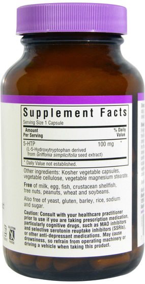 補充劑，5-htp，5-htp 100 mg - Bluebonnet Nutrition, 5-HTP, 100 mg, 120 Veggie Caps