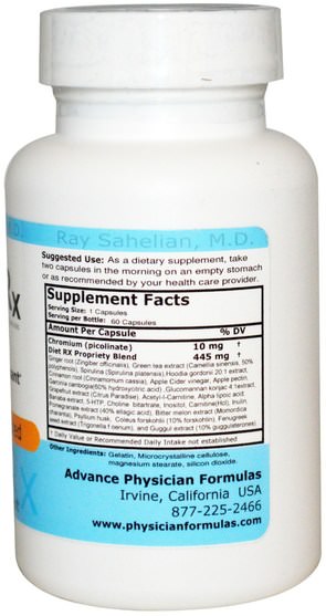 補充劑，5-htp，健康，飲食 - Advance Physician Formulas, Diet Rx, 60 Capsules