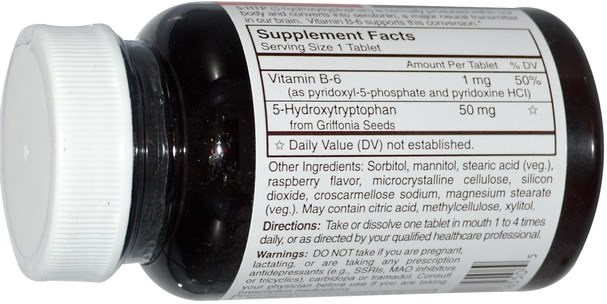 補品，5-htp，健康，情緒 - Carlson Labs, Healthy Mood, 5-HTP Elite, Natural Raspberry Flavor, 50 mg, 60 Tasty Tablets