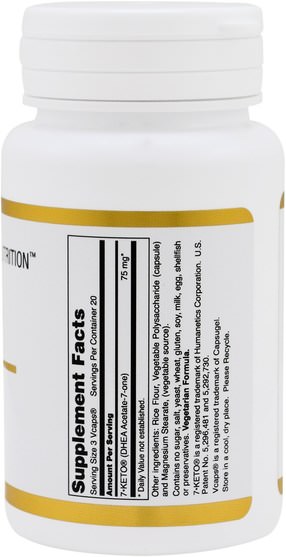 補充劑，7-keto，dhea - California Gold Nutrition, CGN, 7-Keto, 25 mg, 60 VCaps