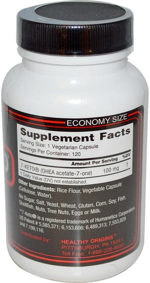補充劑，7-keto，dhea - Healthy Origins, 7-Keto, 100 mg, 120 Veggie Caps