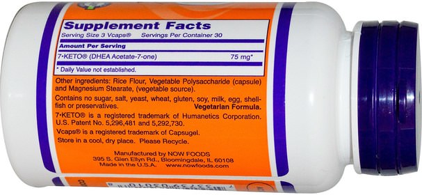 補充劑，7-keto，dhea - Now Foods, 7-KETO, 25 mg, 90 Veg Capsules