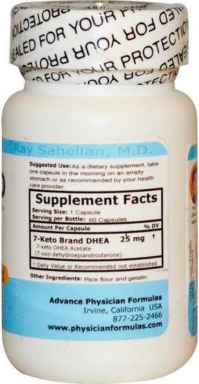 補品，7-酮，健康，飲食 - Advance Physician Formulas, 7-Keto, 25 mg, 60 Capsules