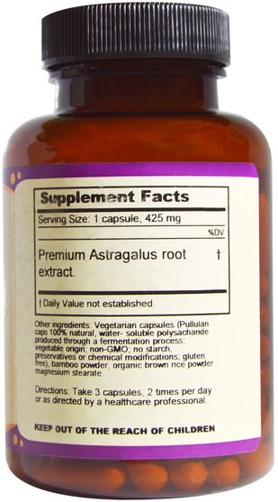 補充劑，適應原，抗衰老 - Dragon Herbs, Astragalus, 425 mg, 100 Veggie Caps
