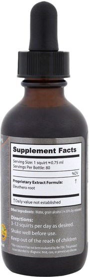 補充劑，adaptogen，感冒和病毒，人參 - Dragon Herbs, Eleuthero, Super Potency Extract, 2 fl oz (60 ml)