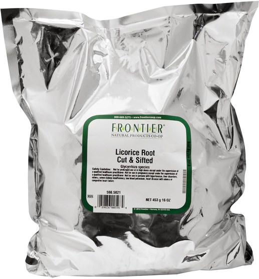補充劑，adaptogen，涼茶，甘草根茶 - Frontier Natural Products, Licorice Root Cut & Sifted, 16 oz (453 g)