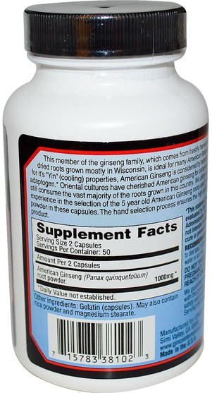 補充劑，adaptogen - Imperial Elixir, American Ginseng, 100 Capsules