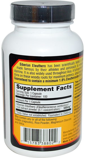 補充劑，adaptogen - Imperial Elixir, Siberian Eleuthero, 100 Capsules