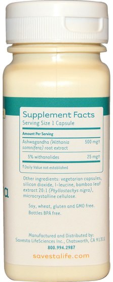 補充劑，adaptogen - Savesta, Ashwagandha, 60 Veggie Caps