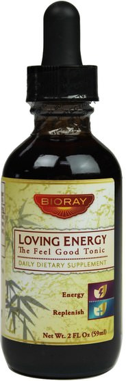 補充劑，腎上腺，感冒和病毒，免疫系統 - Bioray Loving Energy, (The-Feel-Good-Tonic), 2 fl oz (59 ml)