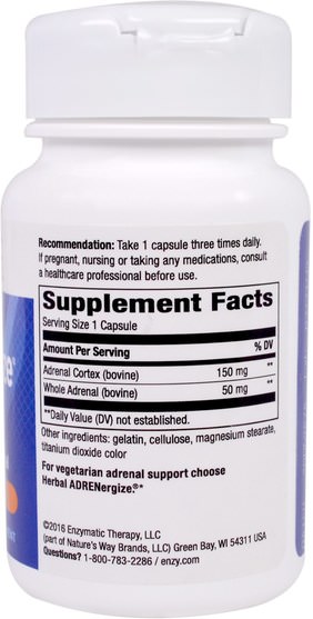 補充劑，腎上腺 - Enzymatic Therapy, ADRENergize, Adrenal Energy, 50 Capsules