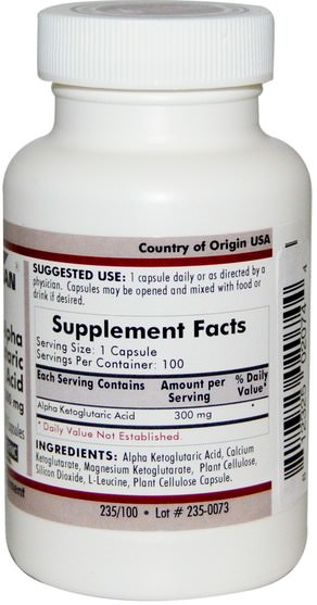 補充劑，akg（α-酮戊二酸），健康 - Kirkman Labs, Alpha Ketoglutaric Acid, 300 mg, 100 Capsules