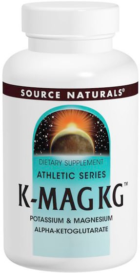補充劑，akg（α-酮戊二酸），礦物質 - Source Naturals, K-Mag KG, 1185 mg, 60 Tablets