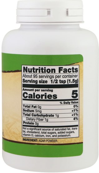 補充劑，藻類各種各樣 - Now Foods, Agar Powder, 5 oz (142 g)